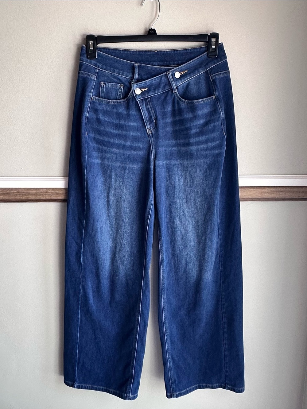 Halara Flex Jeans Pageant Blue Asymmetric High Waisted Washed Baggy stretch​